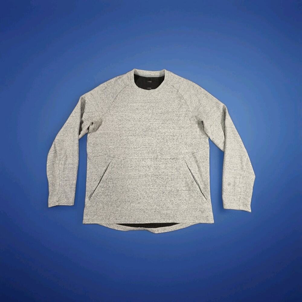 Lululemon Men's At Ease Crew Neck Sweatshirt Size L Gray Textured Double Knit